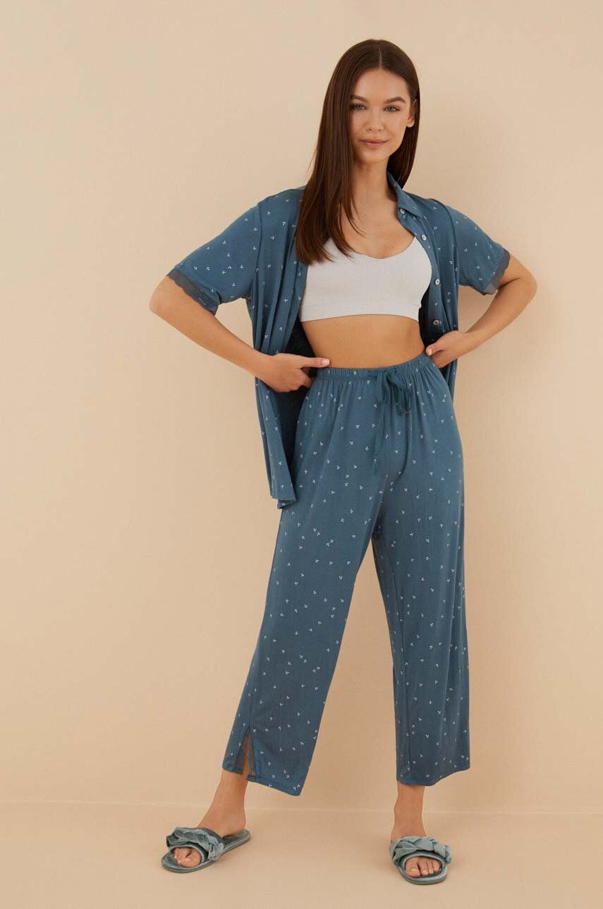 Women'secret Pijama Soft Touch 1 Femei, Culoarea Albastru Marin, 4756604