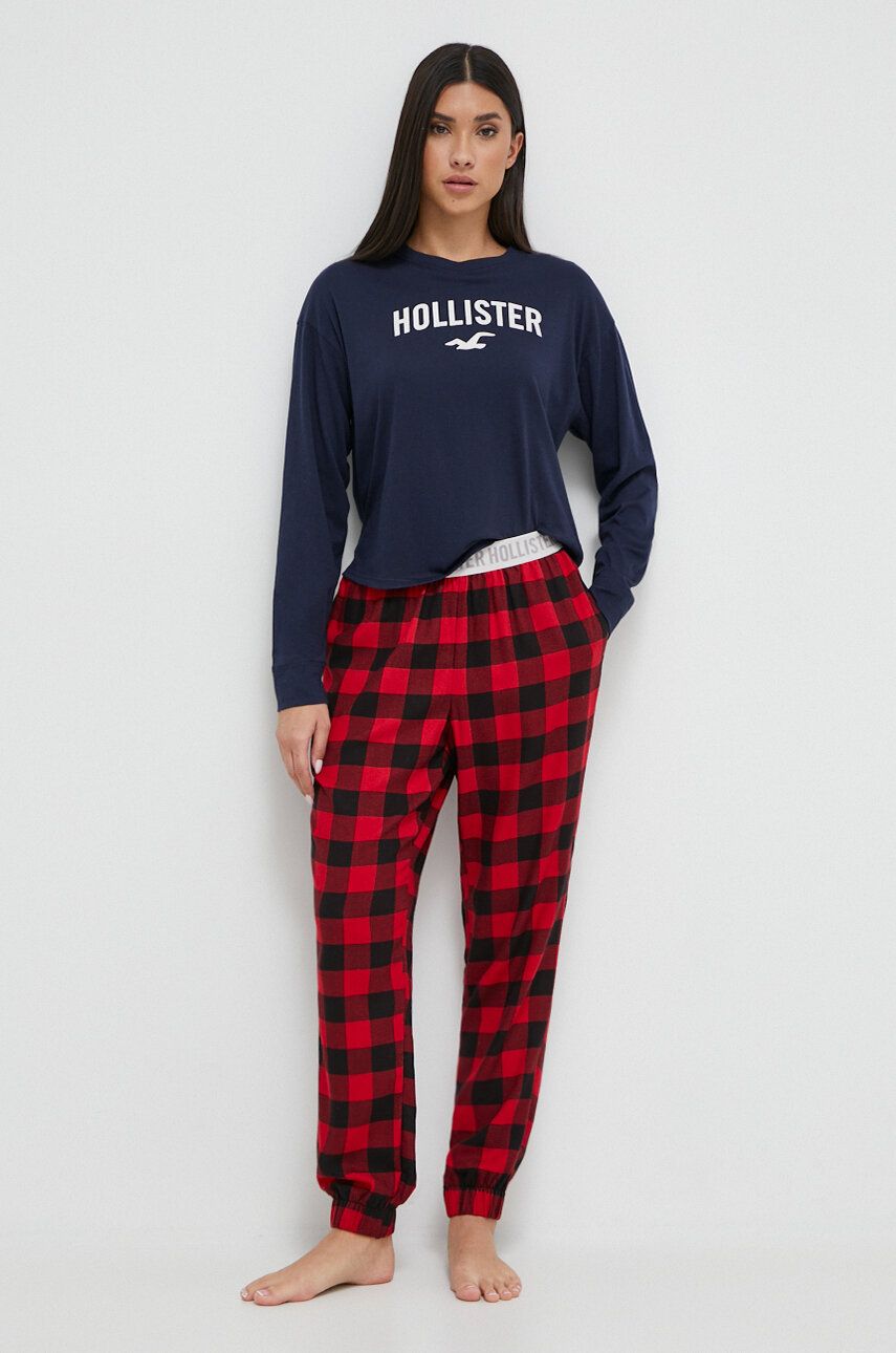 Pyžamové kalhoty Hollister Co. dámské, červená barva - červená - Hlavní materiál: 65 % Viskóza