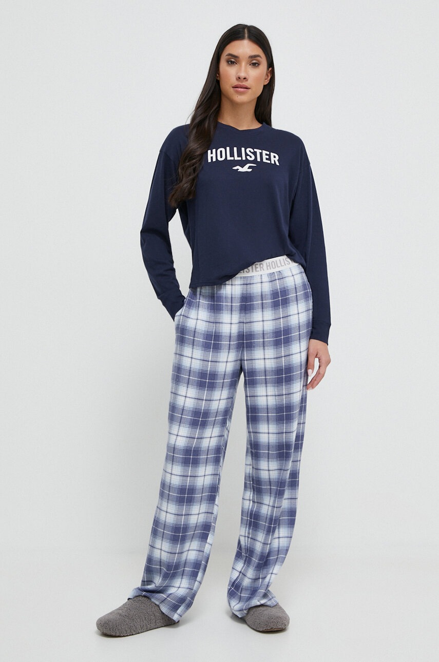 

Пижама Hollister Co. дамска в тъмносиньо, Тъмносин