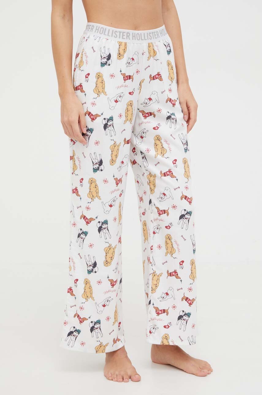 

Долнище на пижама Hollister Co. дамско в бяло, Бял