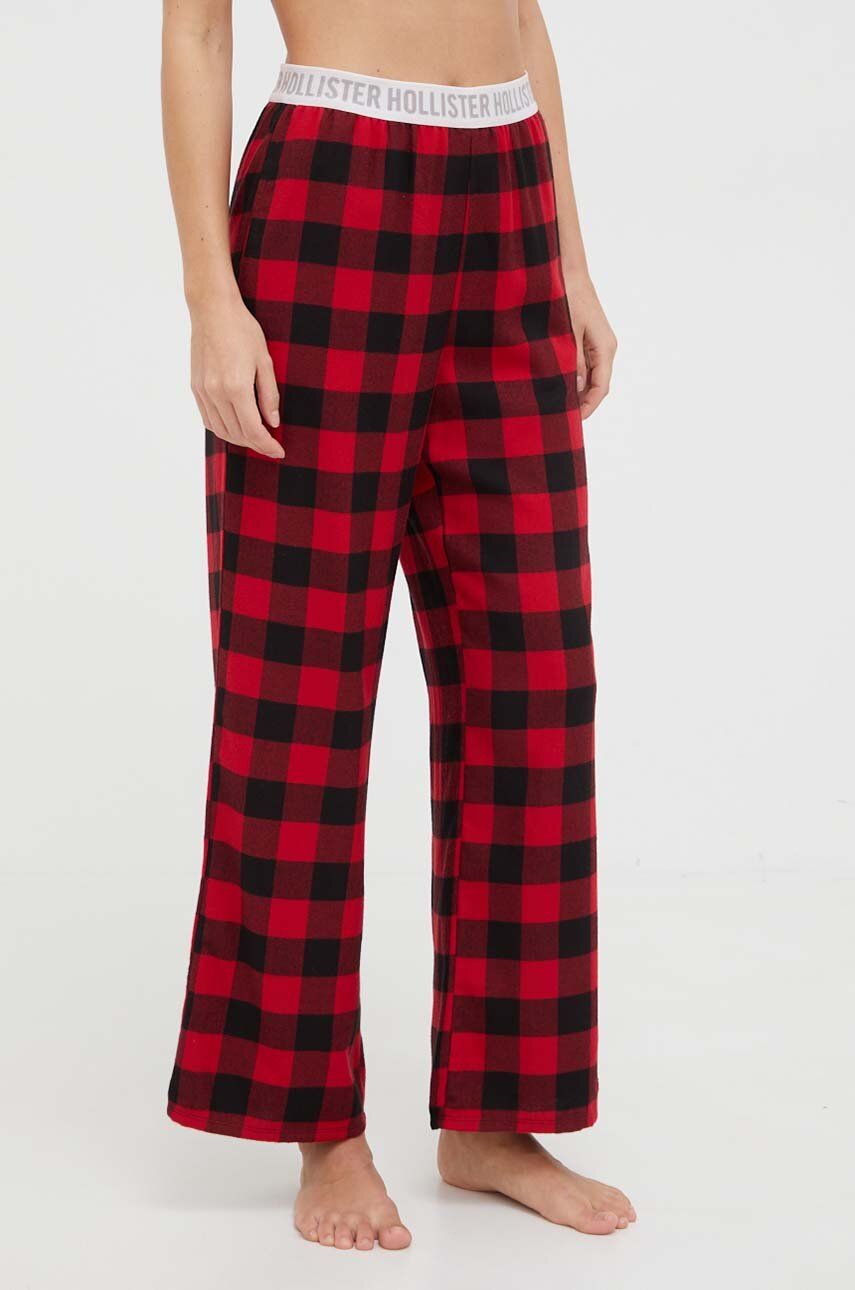 Hollister Co. pantaloni de pijama femei, culoarea rosu