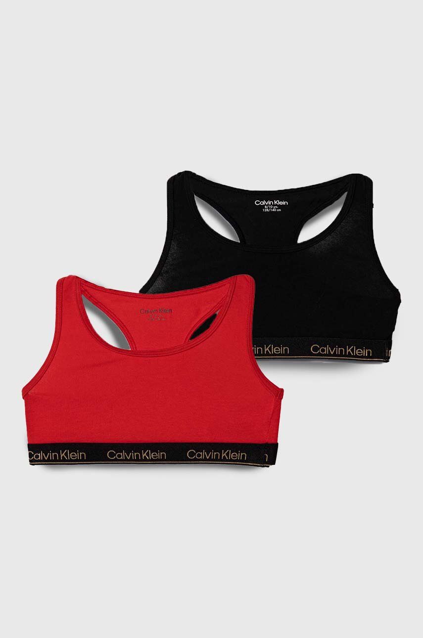 Dětská sportovní podprsenka Calvin Klein Underwear 2-pack vínová barva - červená - Hlavní materiál: 