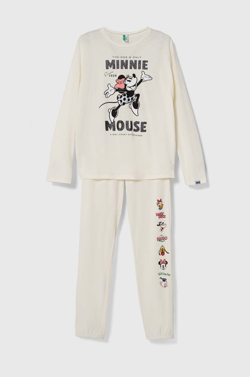 Levně Dětské pyžamo United Colors of Benetton x Disney béžová barva