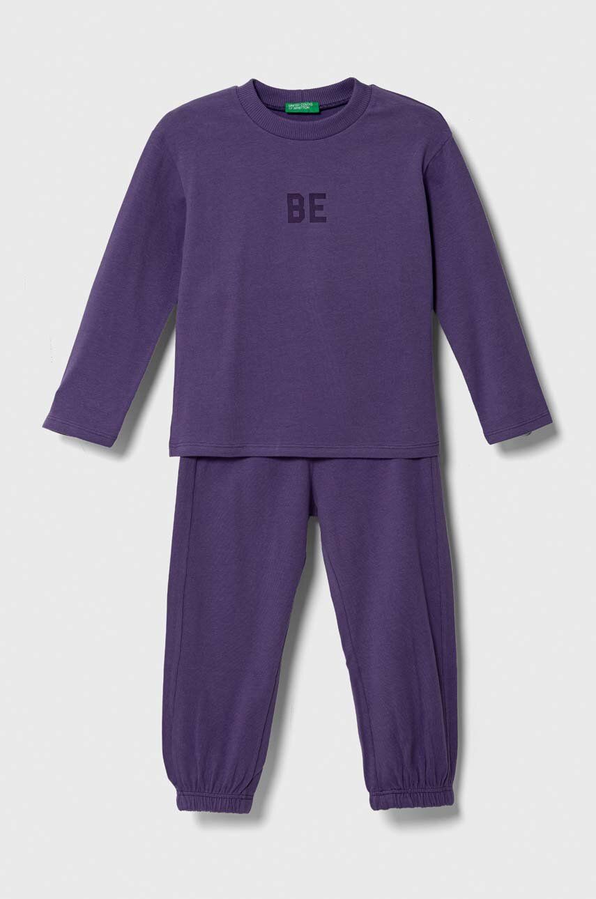 United Colors Of Benetton Pijama Copii Culoarea Violet, Cu Imprimeu