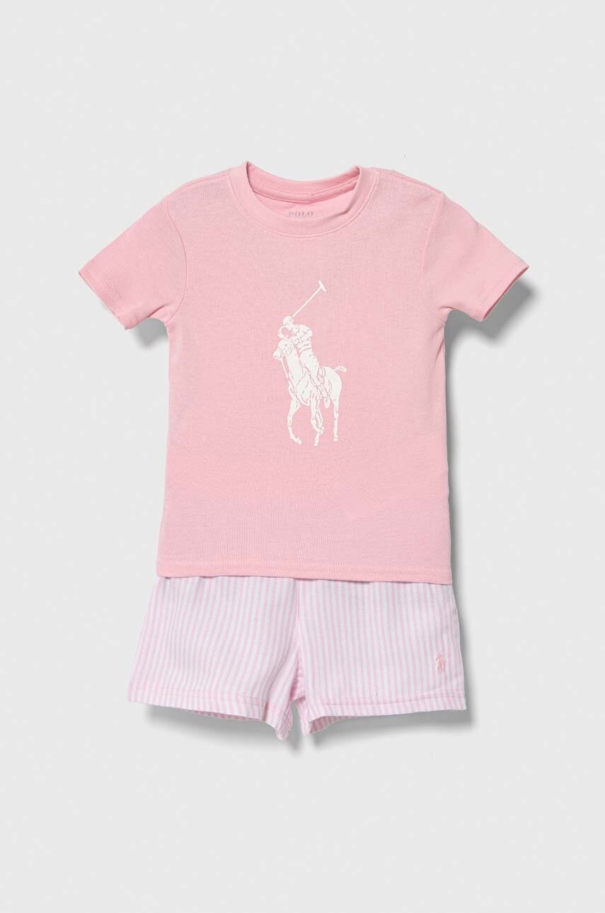 

Детска пижама Polo Ralph Lauren в розово с десен, Розов