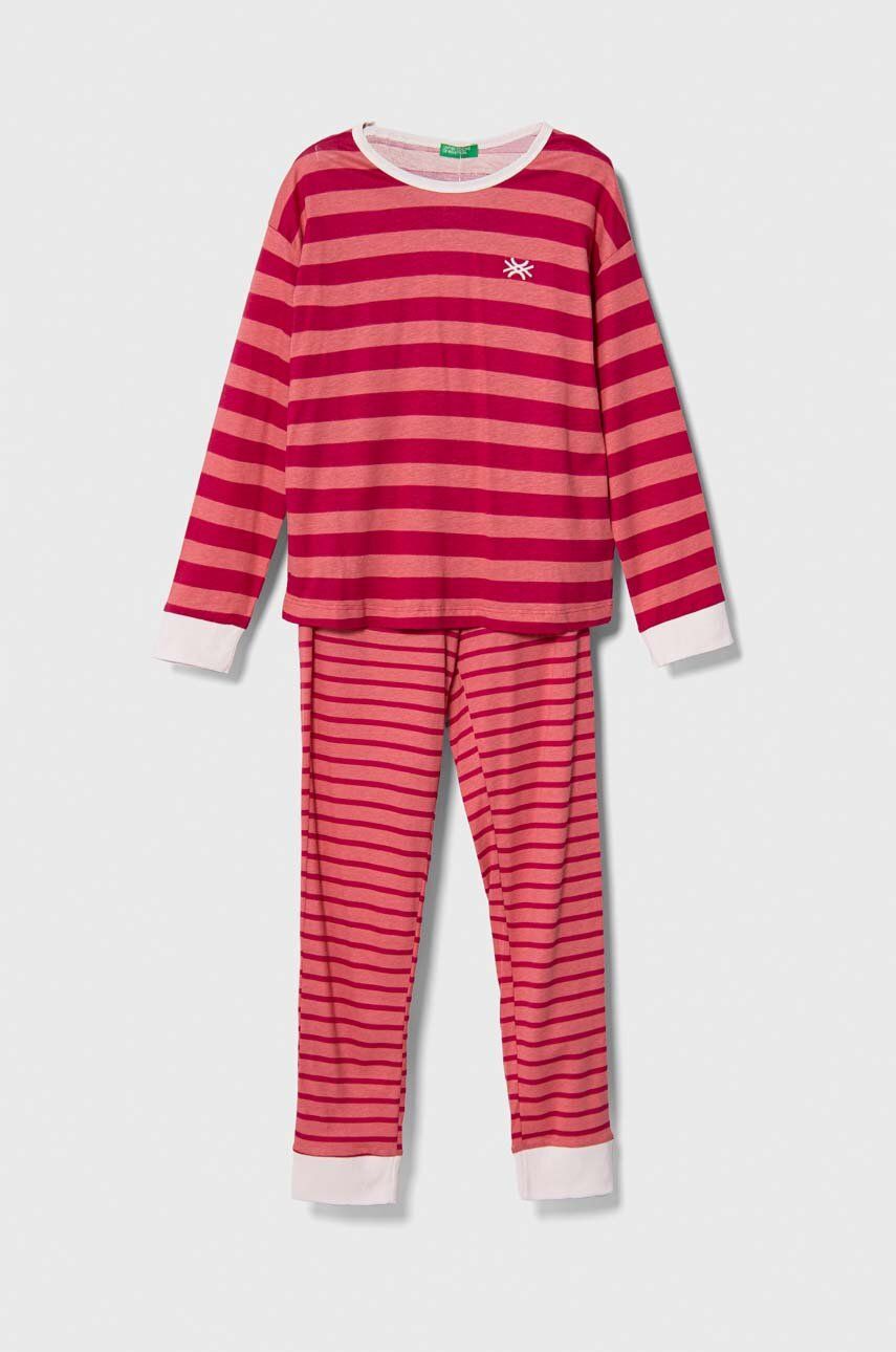 Dětské pyžamo United Colors of Benetton fialová barva - fialová - Hlavní materiál: 50 % Bavlna