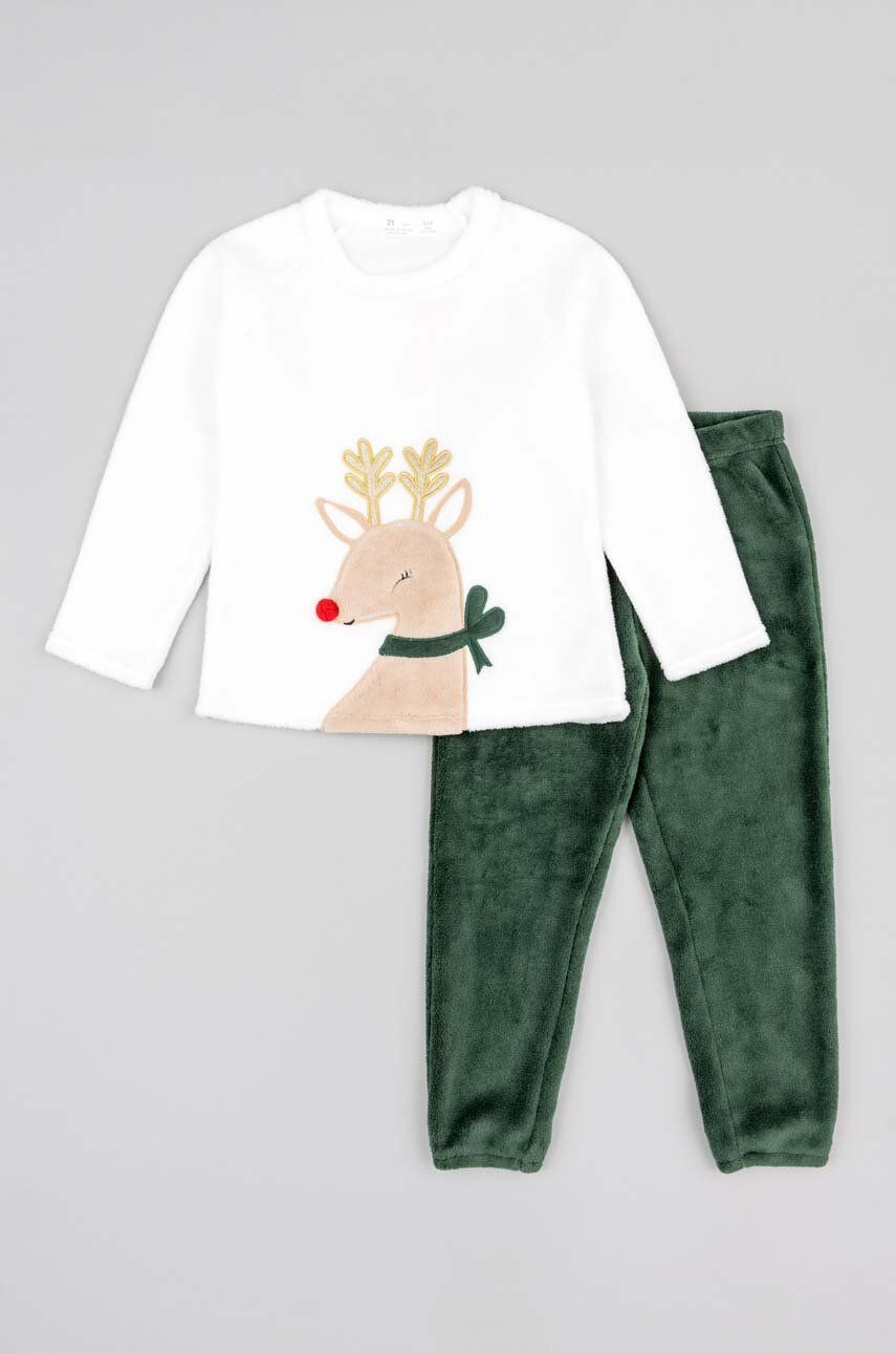 Levně Dětské pyžamo zippy zelená barva, s aplikací