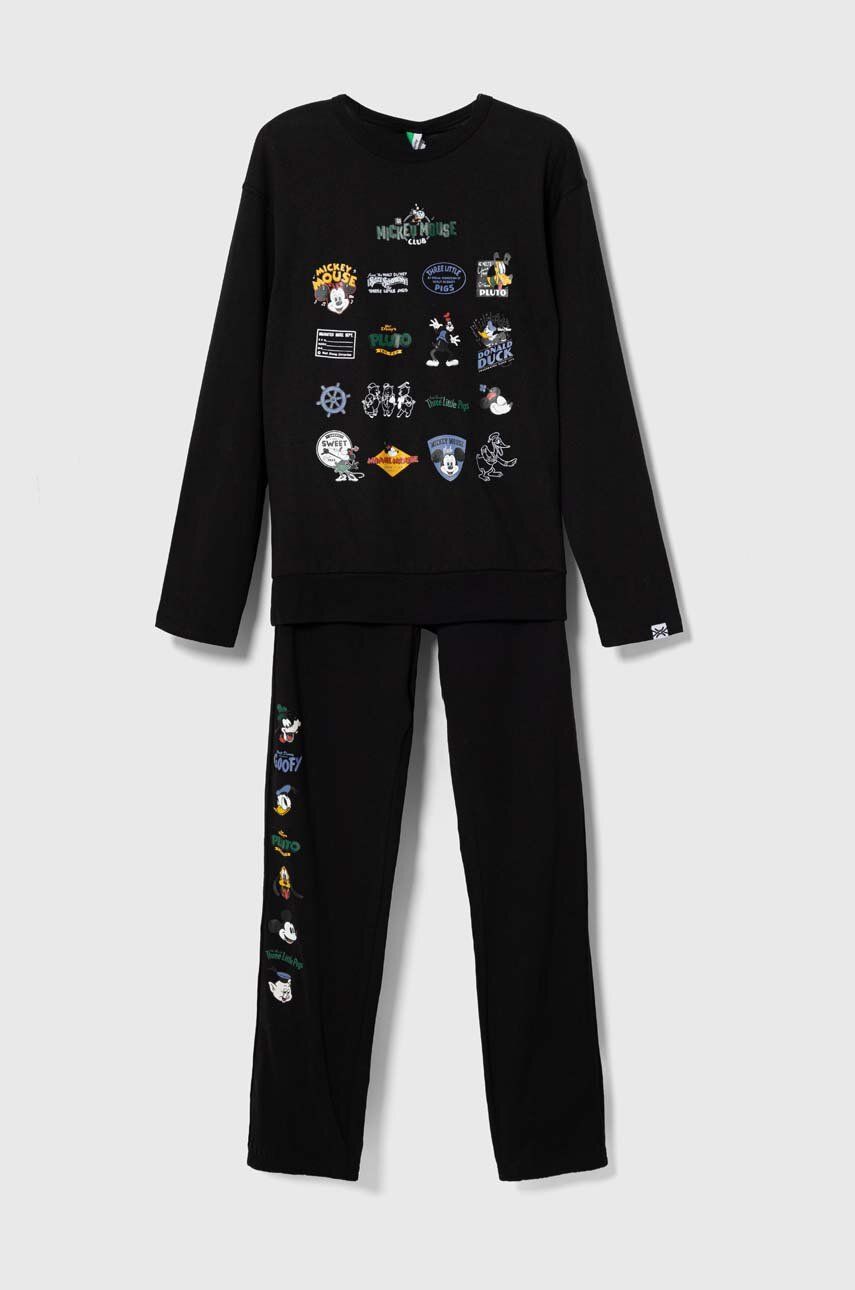 Dětské bavlněné pyžamo United Colors of Benetton x Disney černá barva - černá -  100 % Bavlna