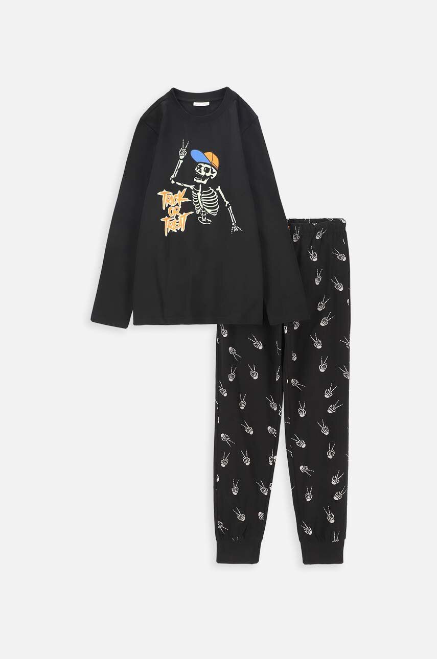 Coccodrillo pijamale de bumbac pentru copii culoarea negru, modelator