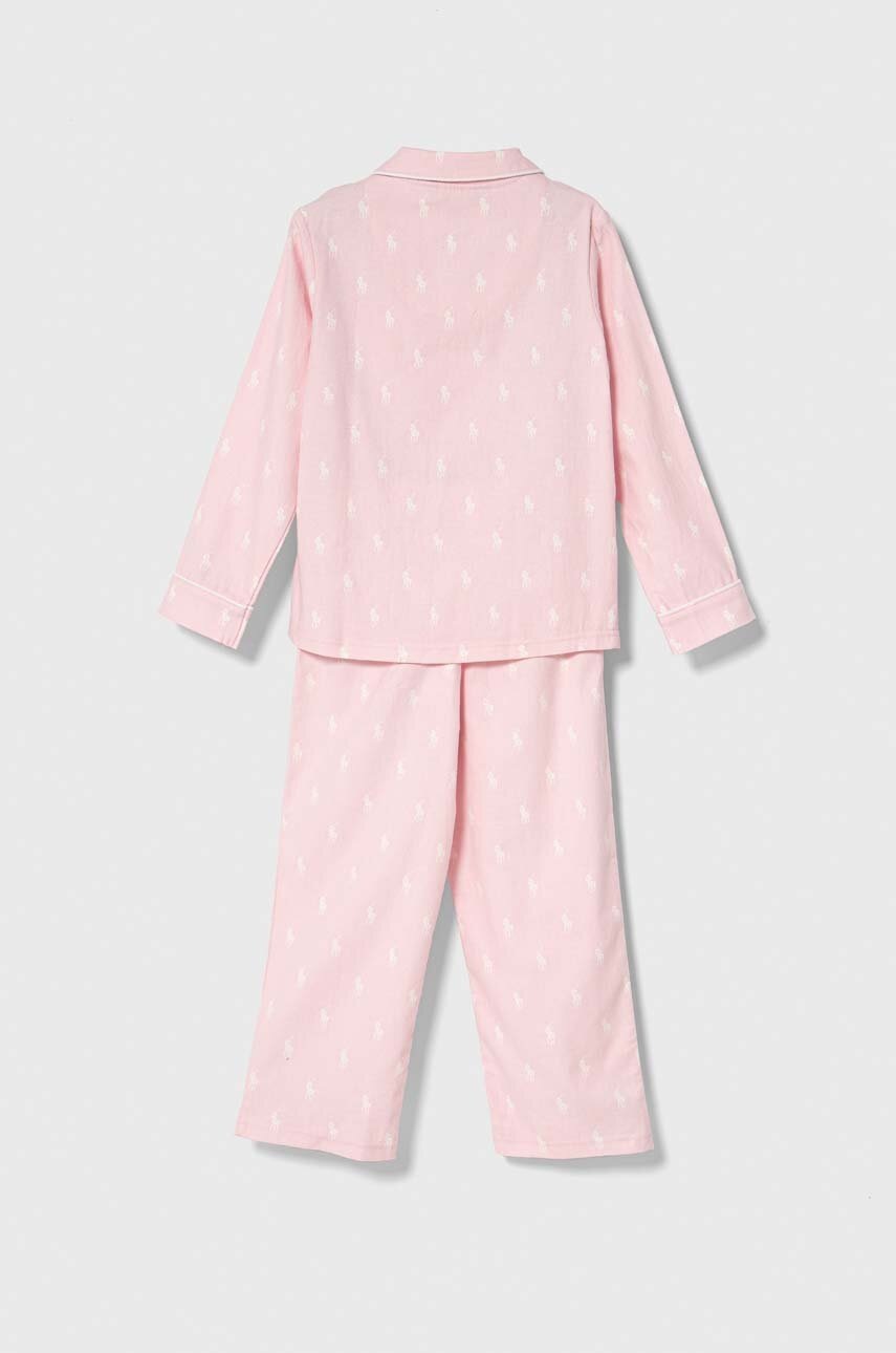 Детская хлопковая пижама Polo Ralph Lauren цвет розовый узор