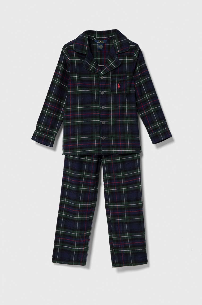 Levně Dětské bavlněné pyžamo Polo Ralph Lauren zelená barva