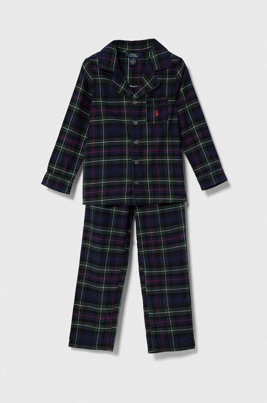 

Дитяча бавовняна піжама Polo Ralph Lauren колір зелений візерунок