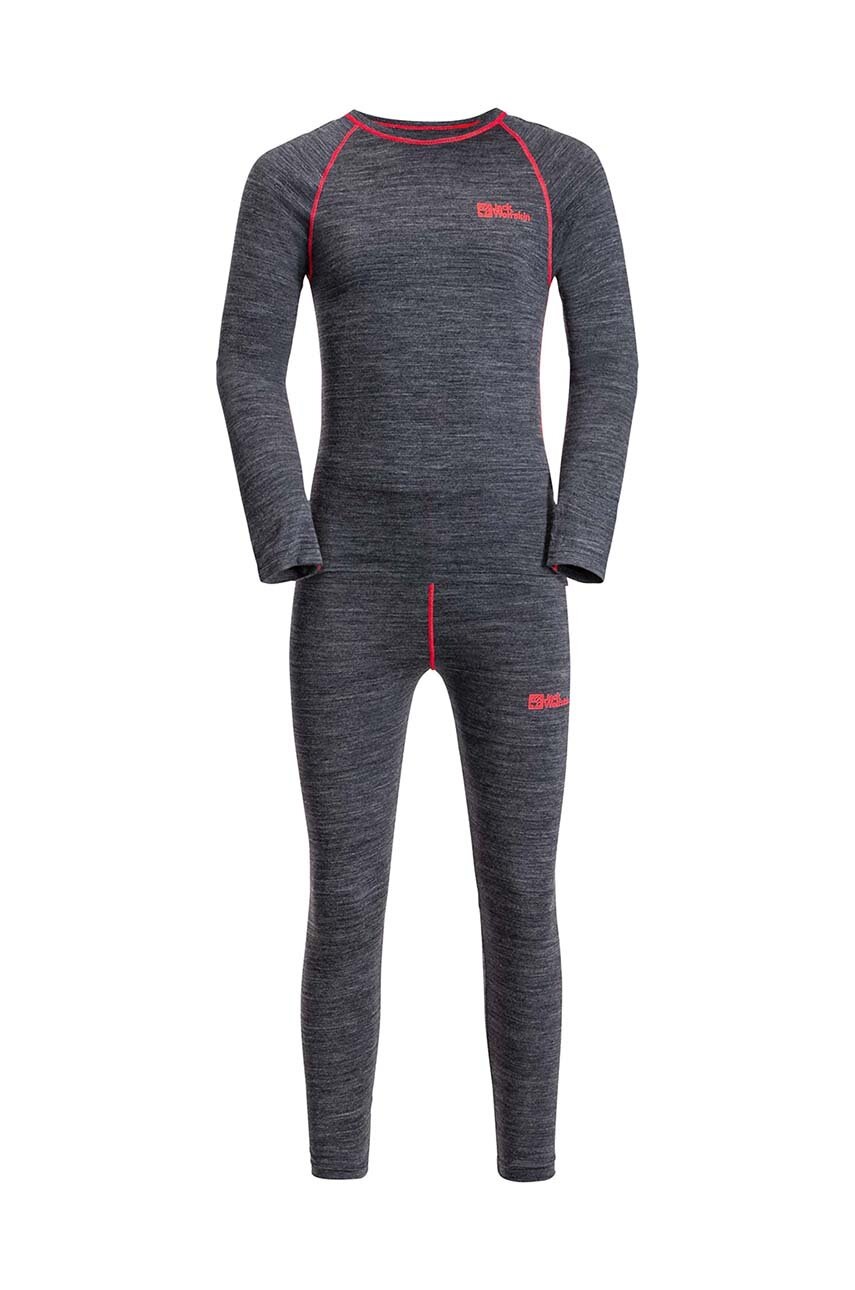 Jack Wolfskin lenjerie de corp functionala pentru copii MERINO BASELAER SET culoarea albastru marin