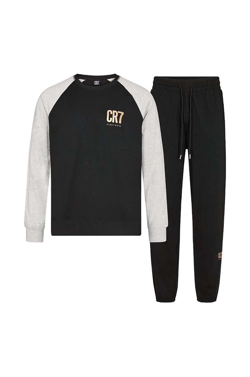Bavlněné pyžamo CR7 Cristiano Ronaldo černá barva, s potiskem - černá - 100 % Bavlna