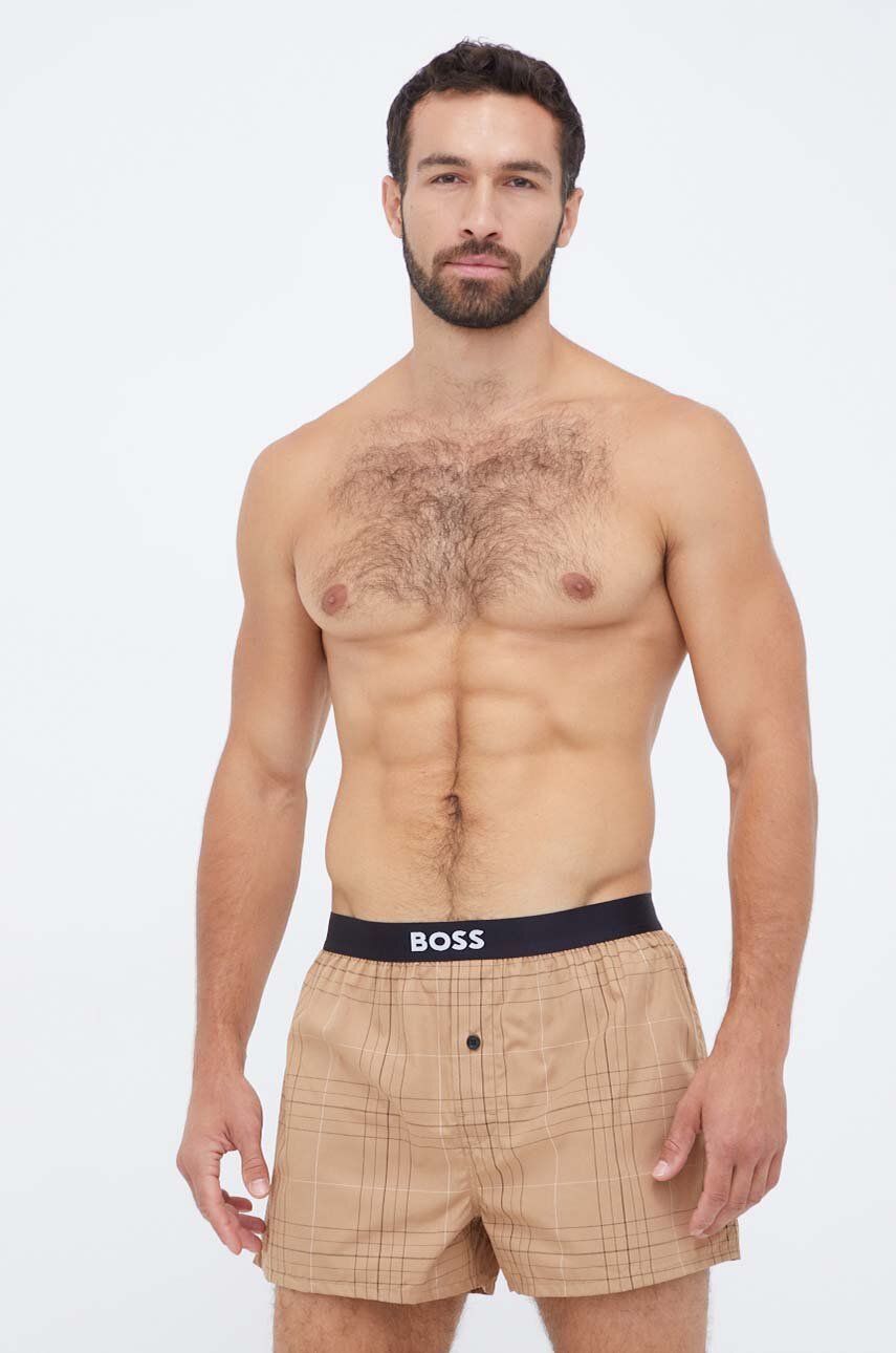 Bavlněné boxerky BOSS 2-pack béžová barva
