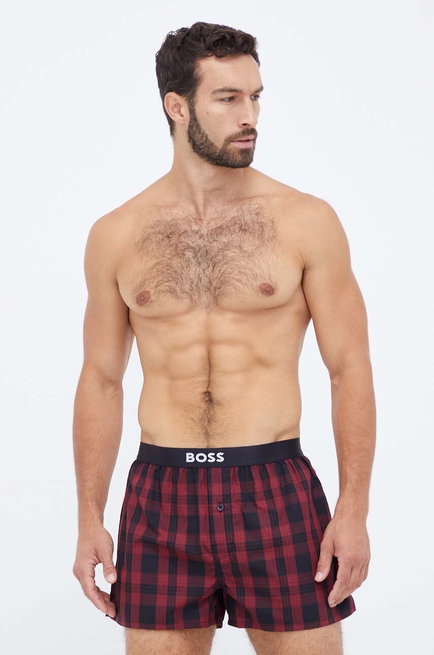 BOSS Boxeri De Bumbac 2-pack Culoarea Bordo