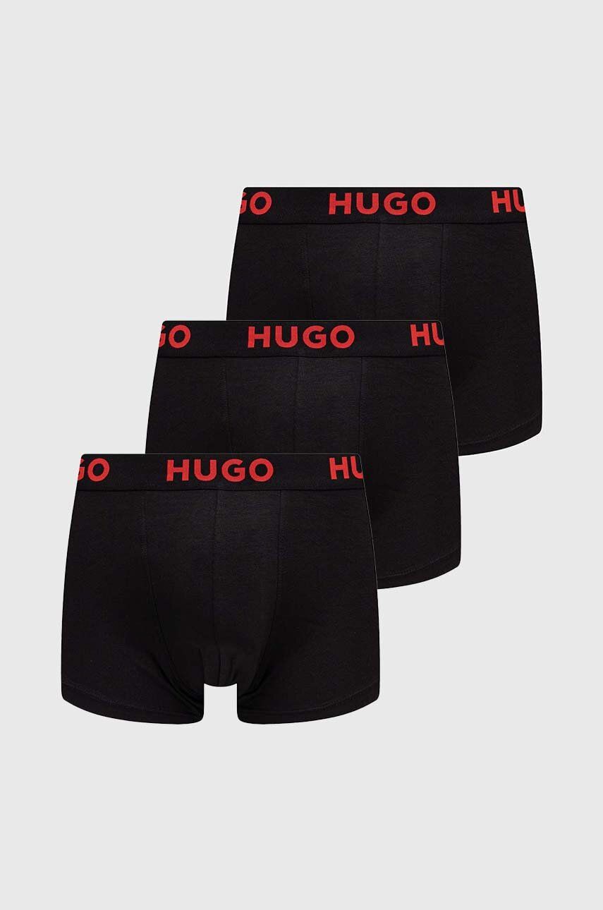 Boxerky HUGO 3-pack pánské, černá barva, 50496723