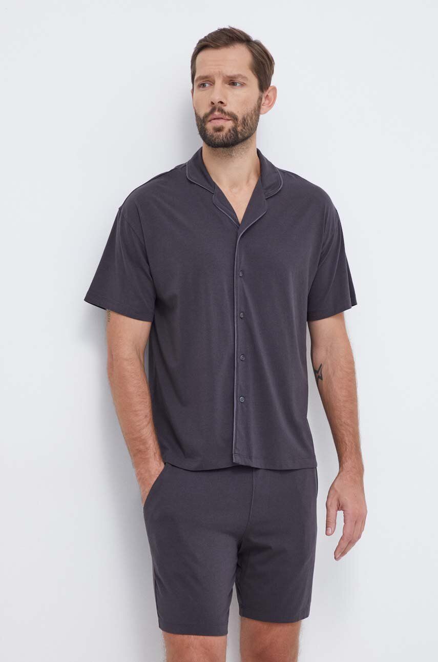 Abercrombie & Fitch pijama barbati, culoarea negru, neted