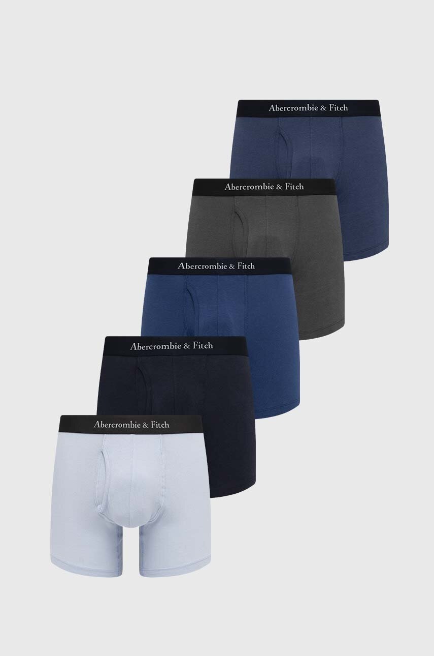 Boxerky Abercrombie & Fitch 5-pack pánské, tmavomodrá barva - námořnická modř - 95 % Bavlna