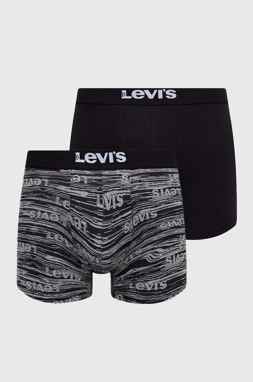 Levně Boxerky Levi's 2-pack pánské, černá barva