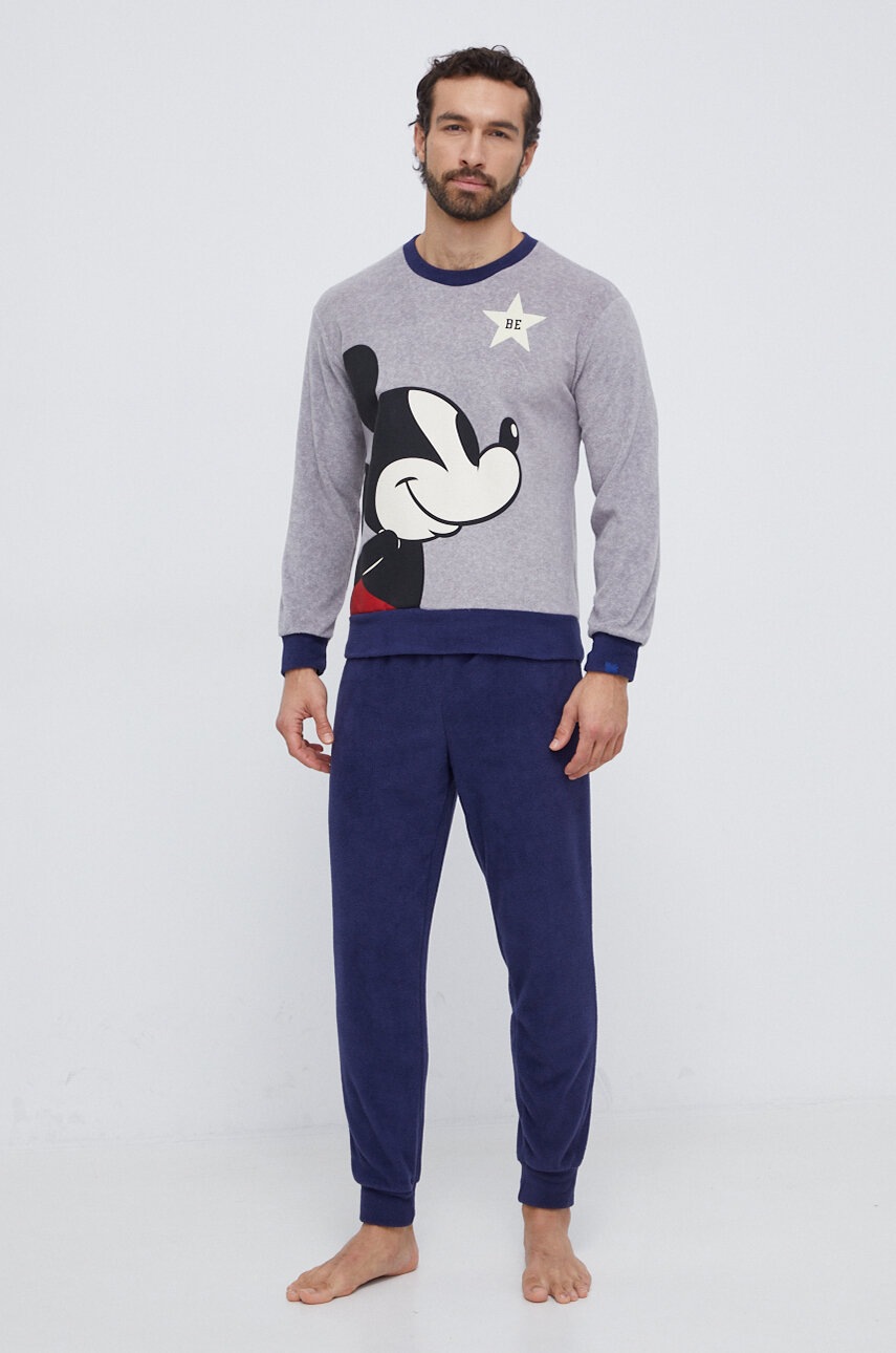 

Піжама United Colors of Benetton x Disney чоловіча колір сірий з принтом