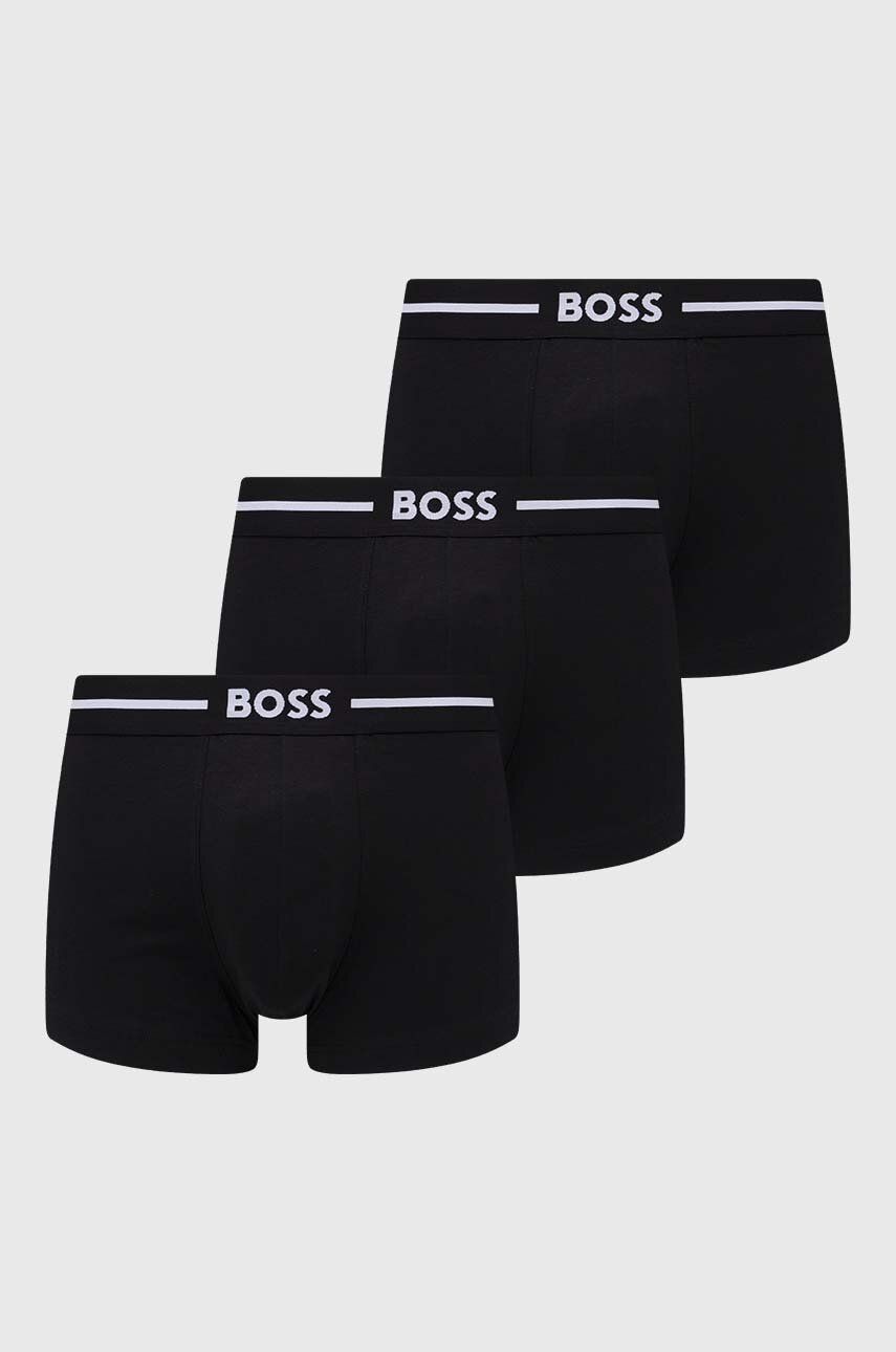 Boxerky BOSS 3-pack pánské, černá barva