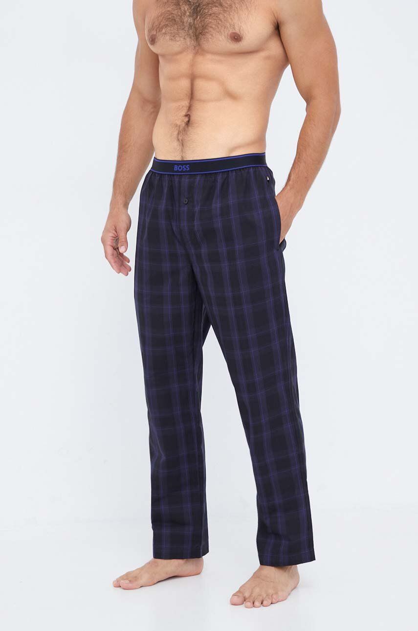BOSS Pantaloni Pijama Bumbac Culoarea Negru, Modelator