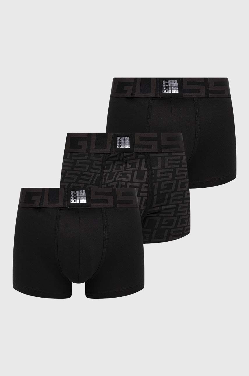 Levně Boxerky Guess IDOL 3-pack pánské, černá barva, U3BG01 K6YW0