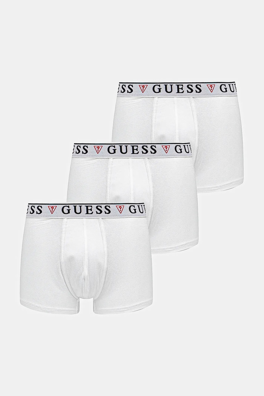 Levně Boxerky Guess 3-pack pánské, bílá barva