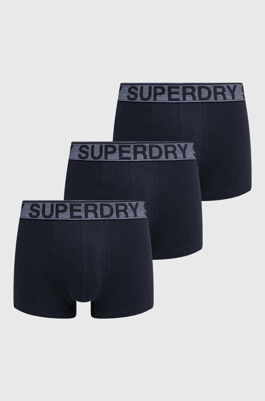 Superdry boxeri 3-pack barbati, culoarea albastru marin