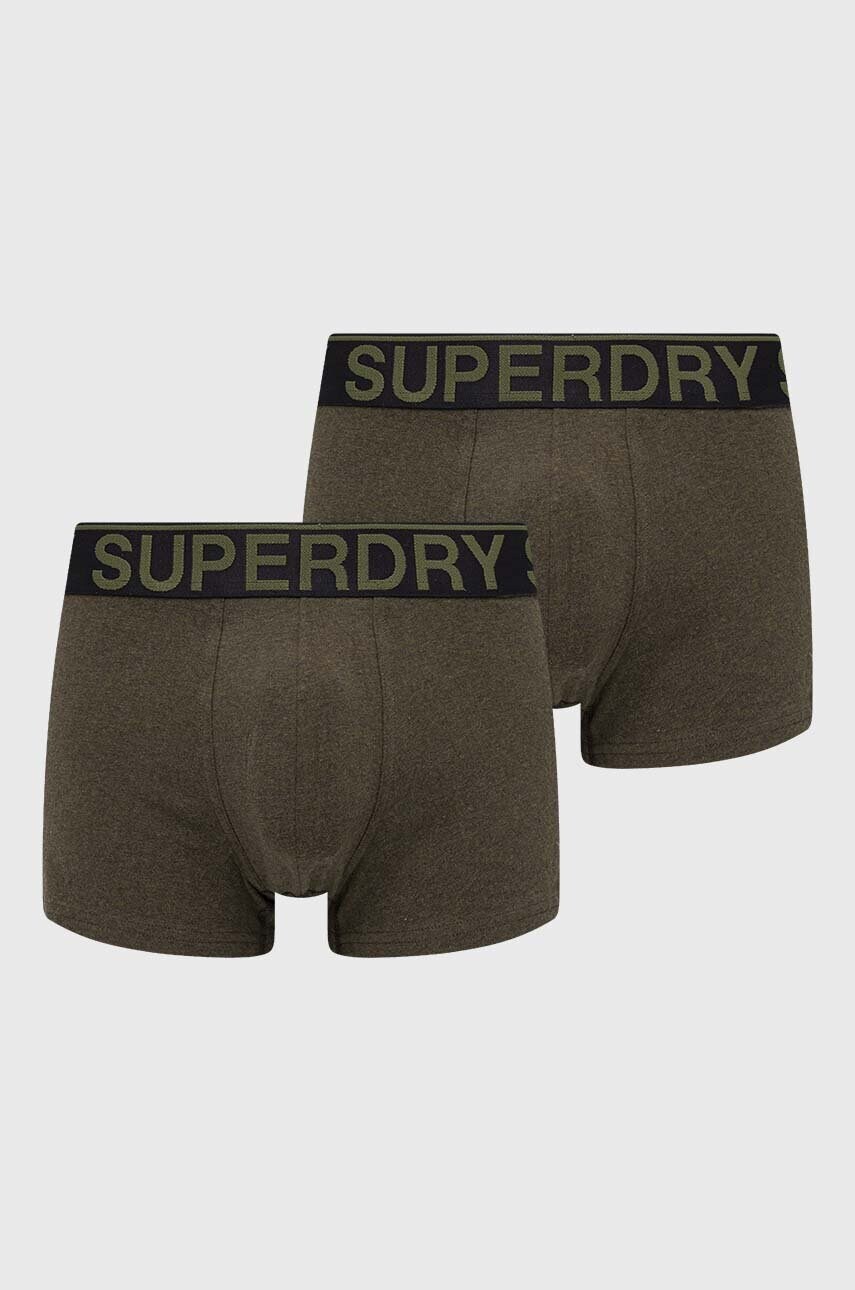 Boxerky Superdry 2-pack pánské, zelená barva - zelená - 95 % Bavlna