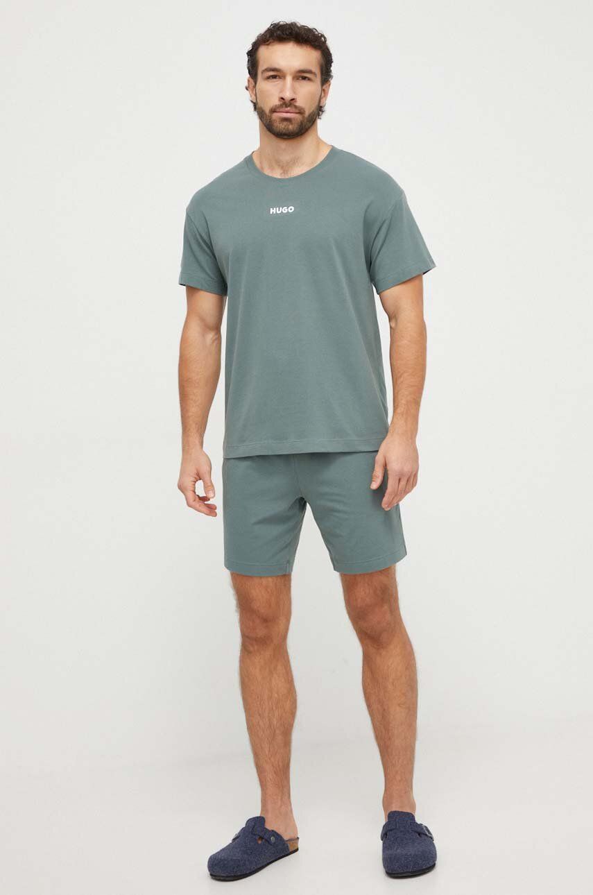 Levně Pyžamové šortky HUGO zelená barva, 50493087