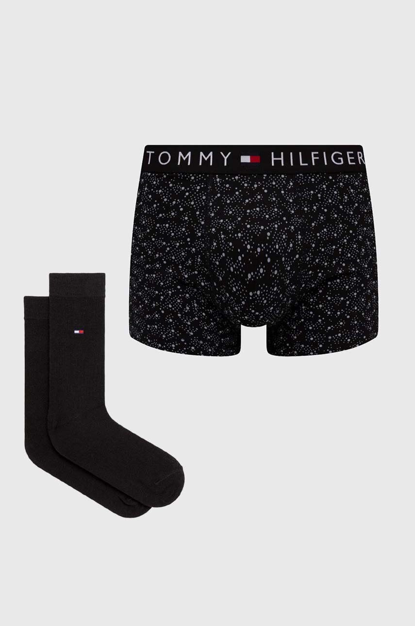 Levně Set boxerek a ponožek Tommy Hilfiger černá barva
