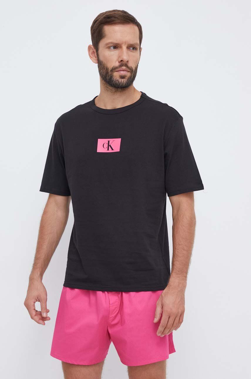 Bavlnené pyžamo Calvin Klein Underwear ružová farba, s potlačou