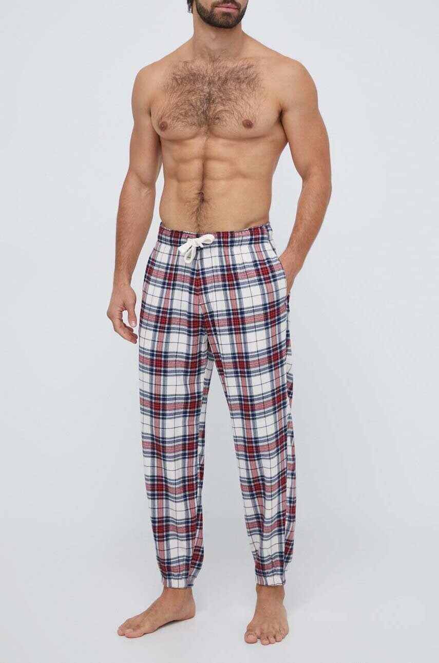 

Долнище на пижама Abercrombie & Fitch мъжко в червено с десен, Червен
