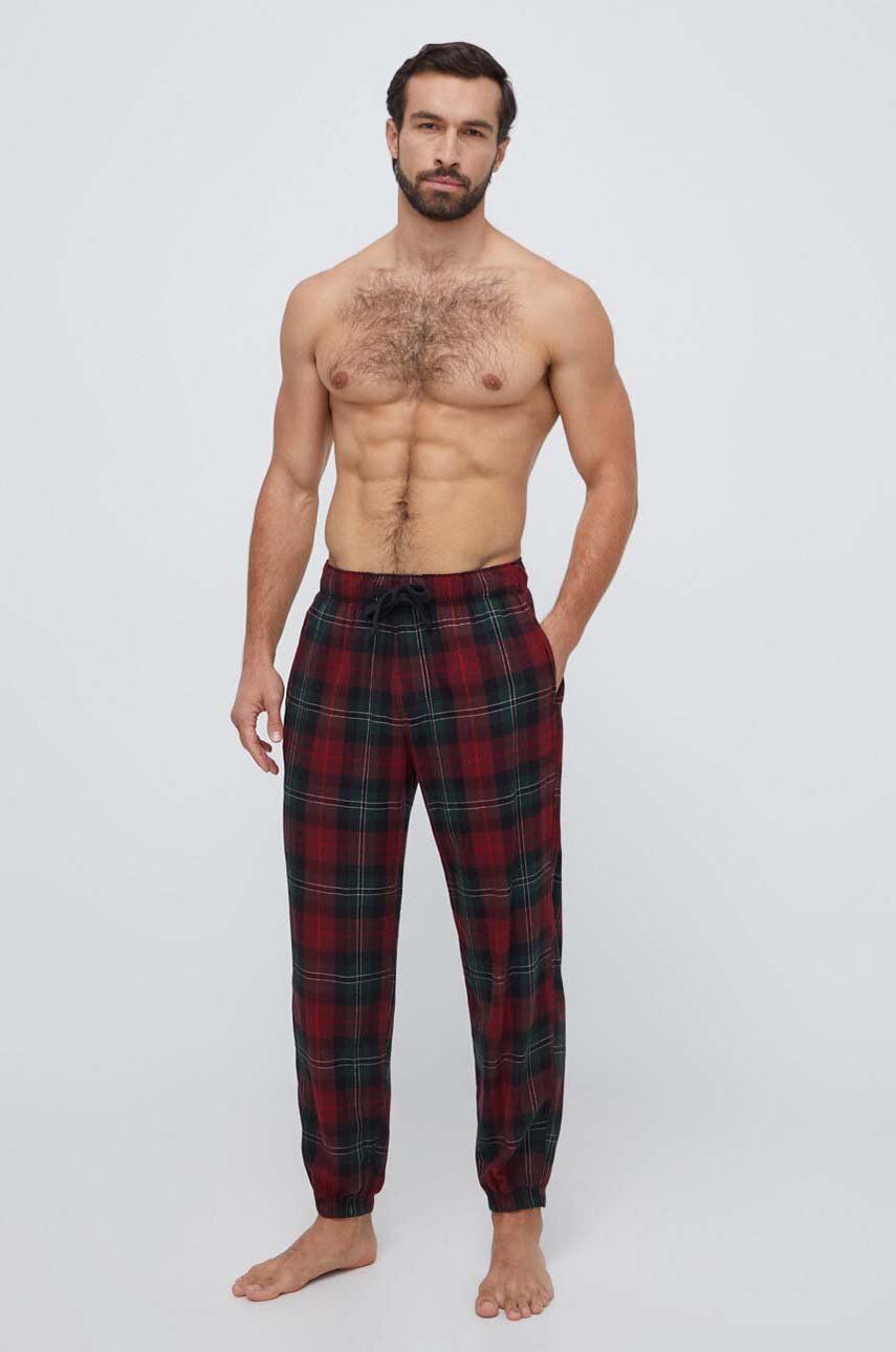 Abercrombie & Fitch pantaloni de pijama barbati, culoarea bordo, modelator