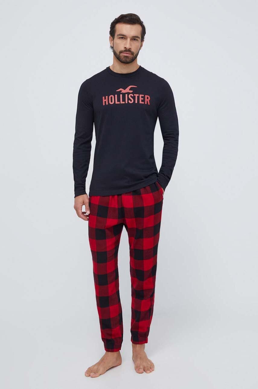 

Пижама Hollister Co. мъжка в червено с десен, Червен