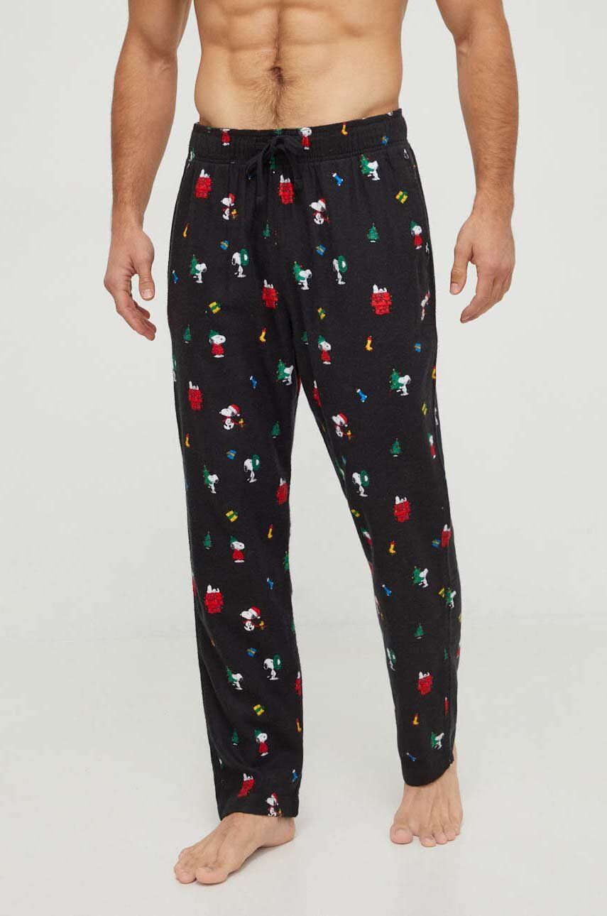 Hollister Co. pantaloni de pijama barbati, culoarea negru, modelator