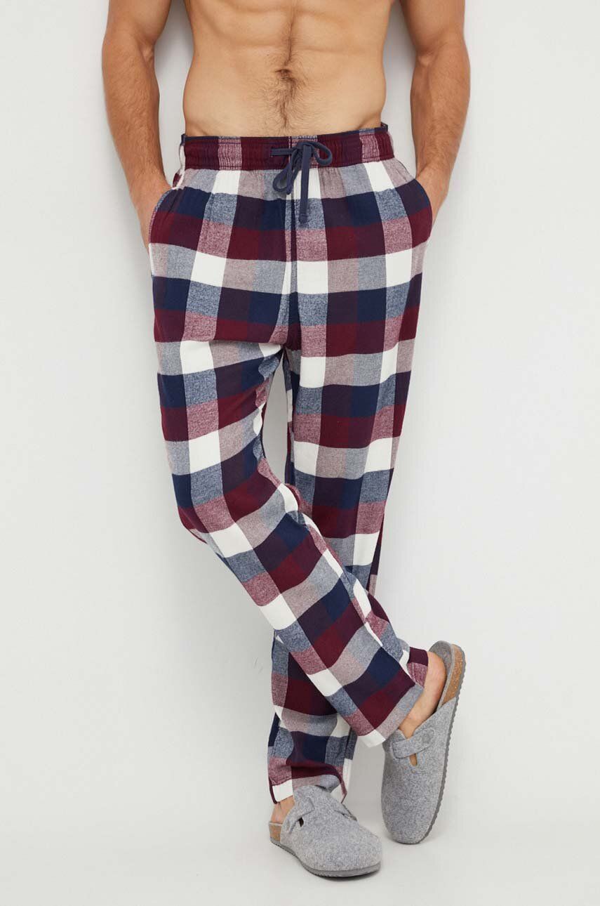Hollister Co. pantaloni de pijama barbati, culoarea bordo, modelator