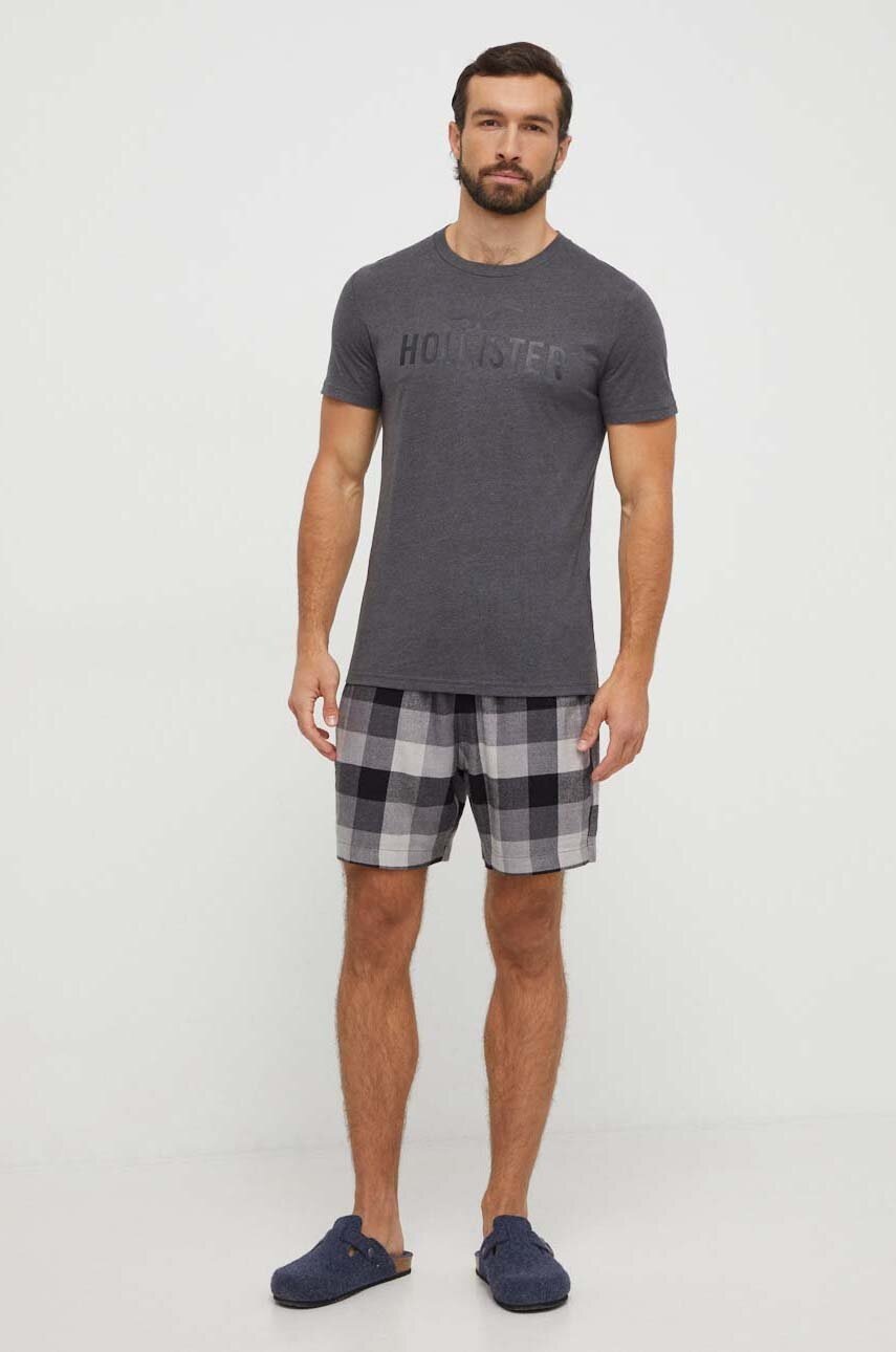 

Пижама Hollister Co. мъжка в сиво с десен, Сив