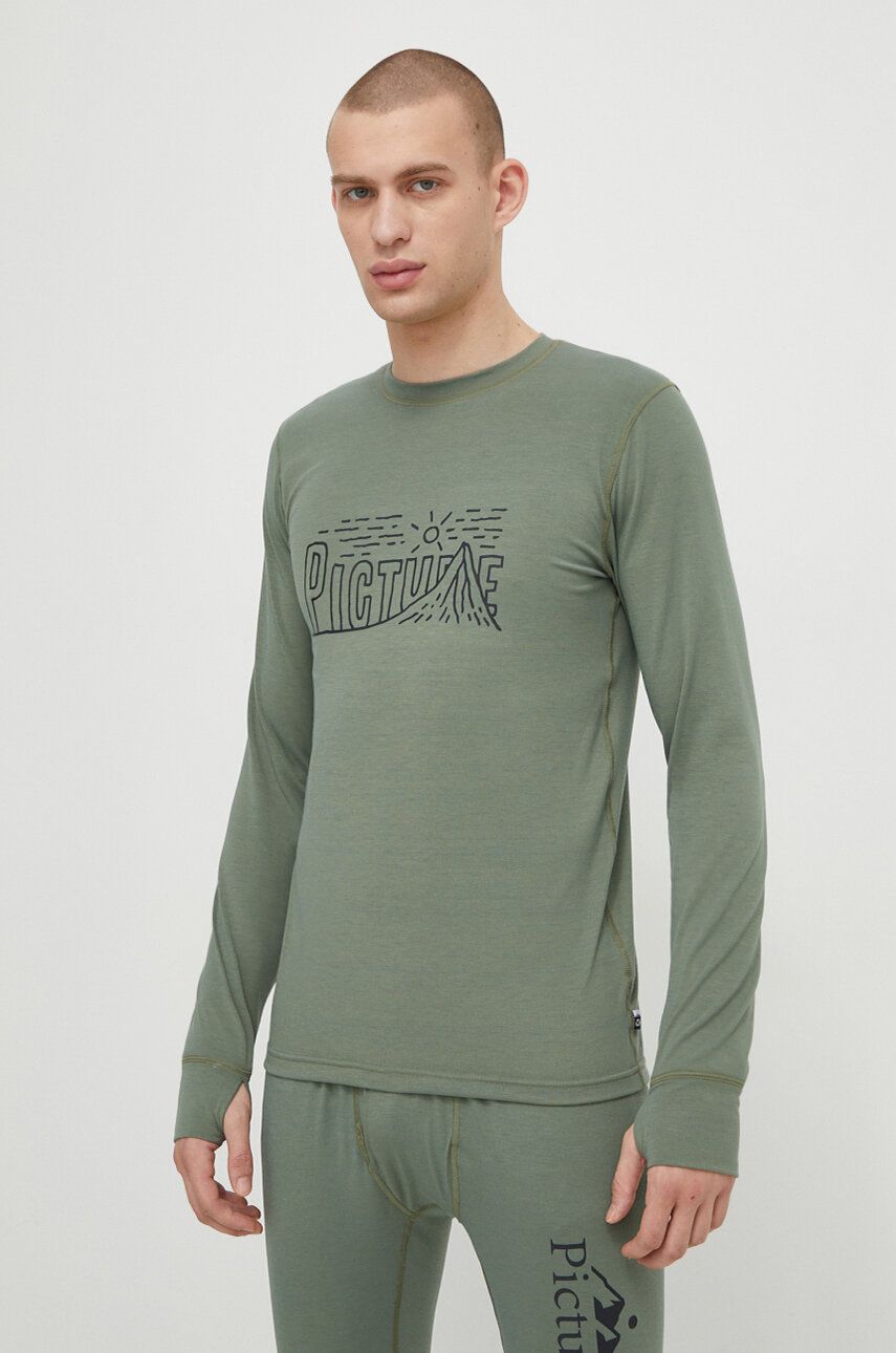 Picture longsleeve funcțional Nangha culoarea verde