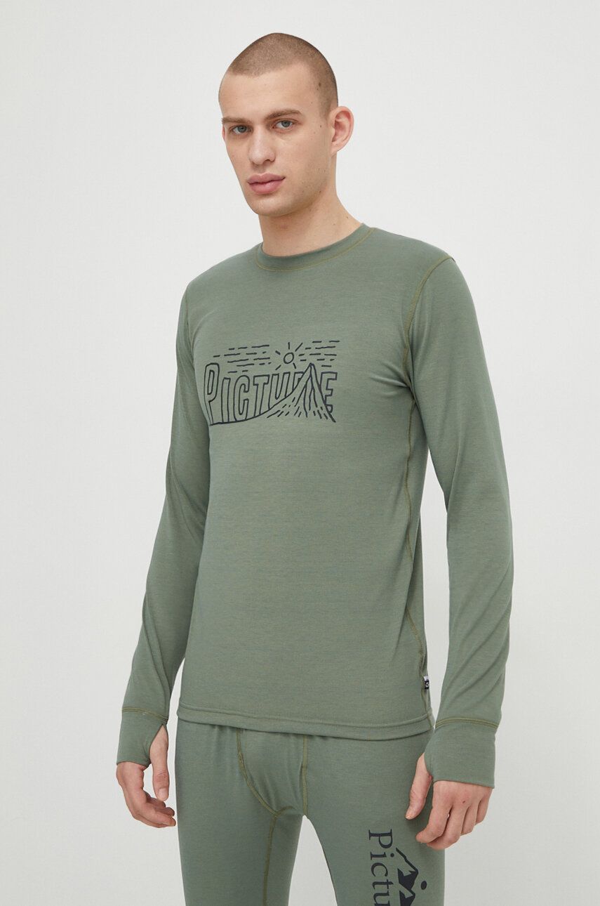 Levně Funkční triko s dlouhým rukávem Picture Nangha zelená barva