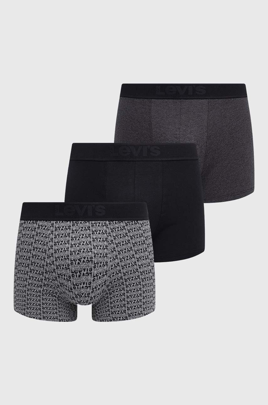 Boxerky Levi's 3-pack pánské, šedá barva