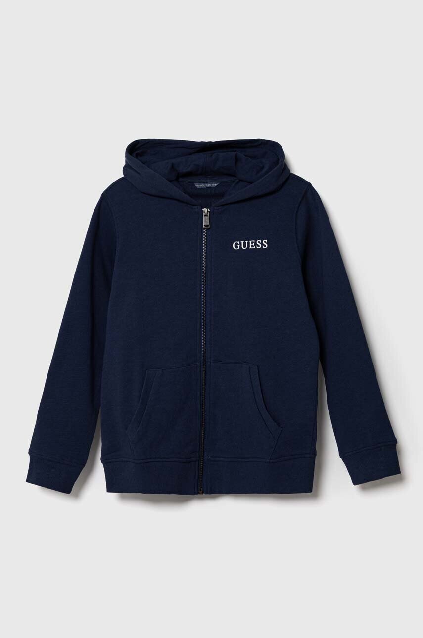 

Детская кофта Guess цвет синий с капюшоном меланж