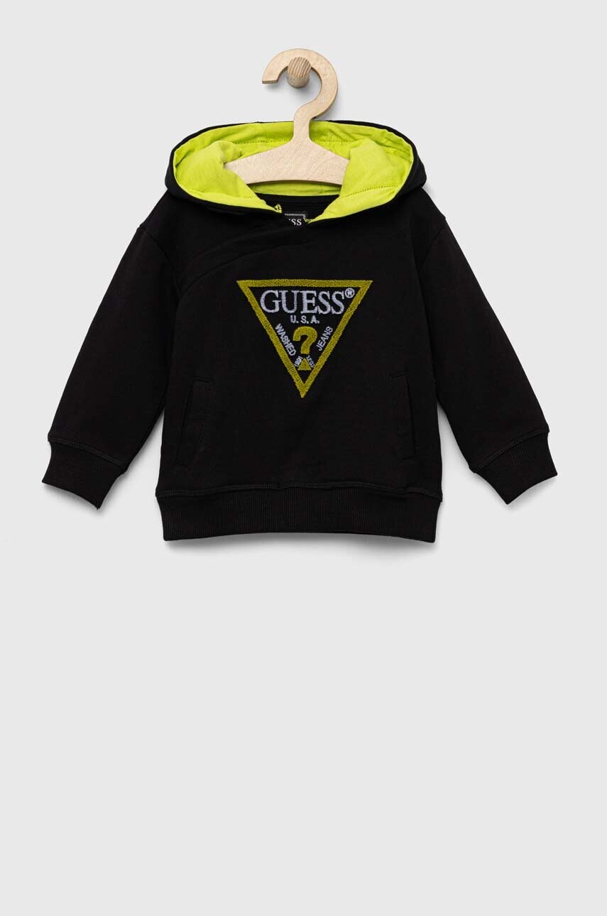 

Детская хлопковая кофта Guess цвет чёрный с аппликацией