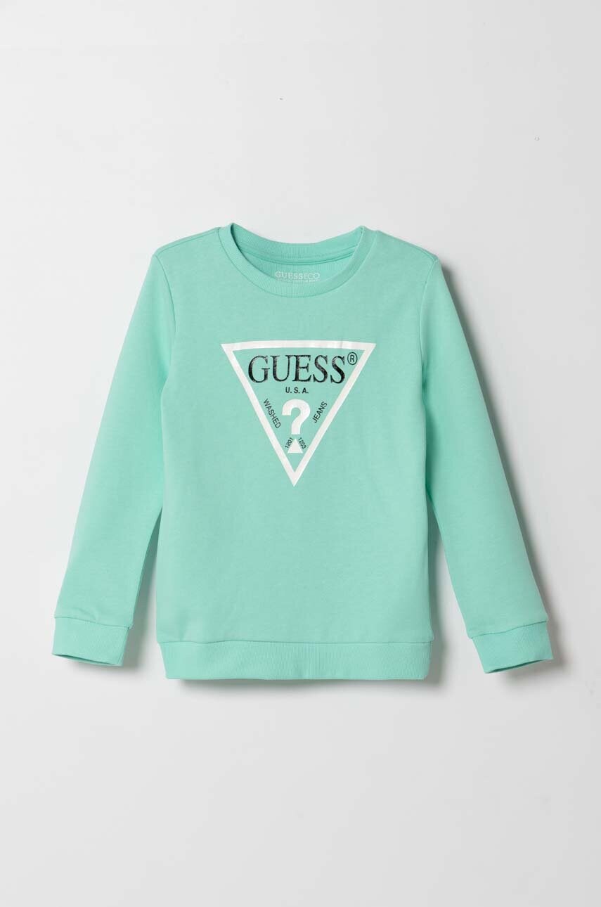 

Детская хлопковая кофта Guess цвет бирюзовый узор