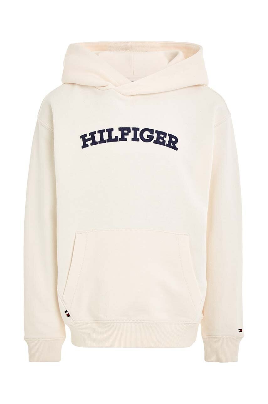 

Детская кофта Tommy Hilfiger цвет белый с капюшоном с аппликацией
