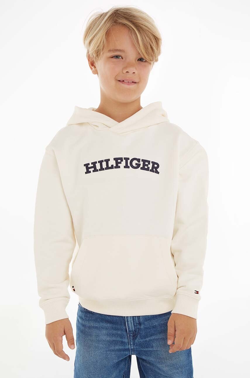 

Детски суичър Tommy Hilfiger в бежово с качулка с апликация, Бежов