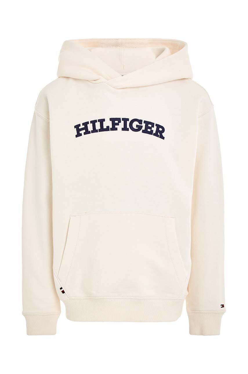 

Детская кофта Tommy Hilfiger цвет бежевый с капюшоном с аппликацией