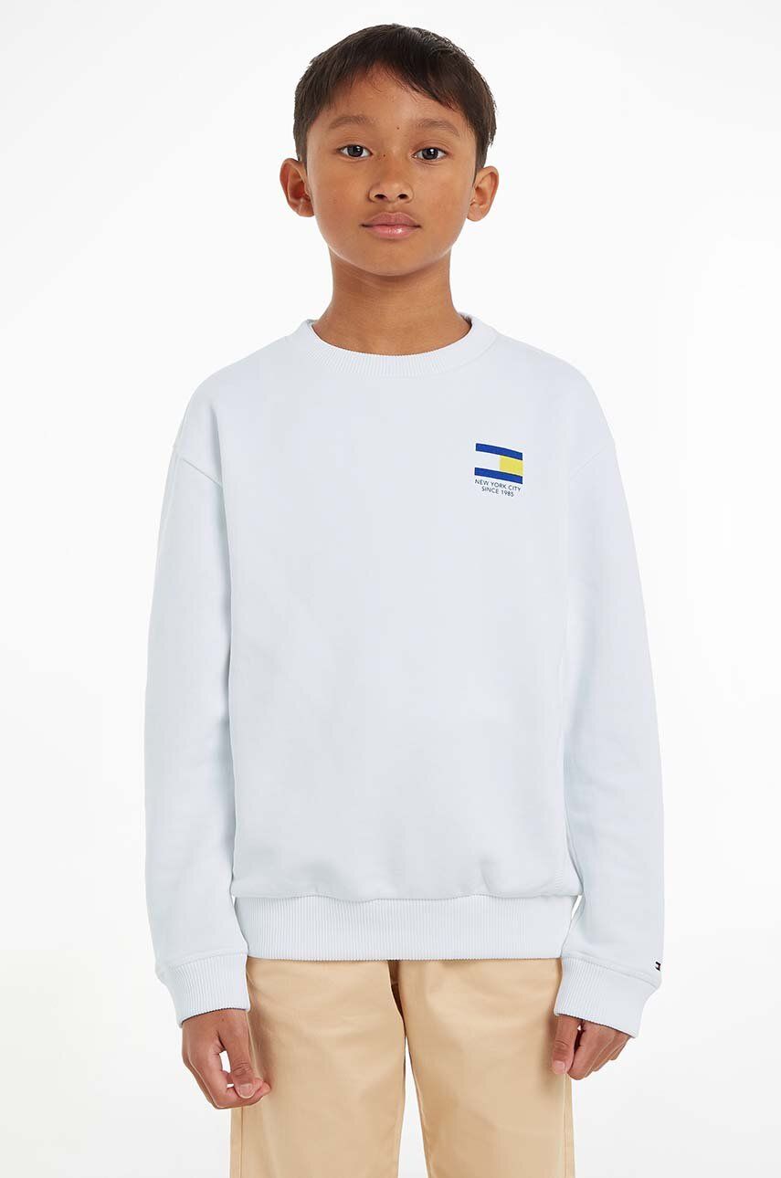 E-shop Dětská bavlněná mikina Tommy Hilfiger bílá barva, s potiskem